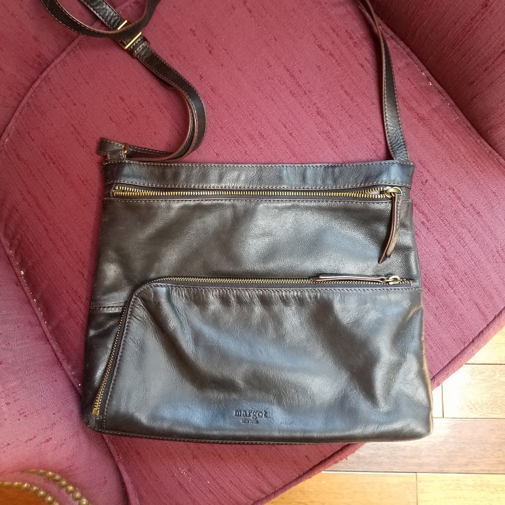 Black leather crossbody purse